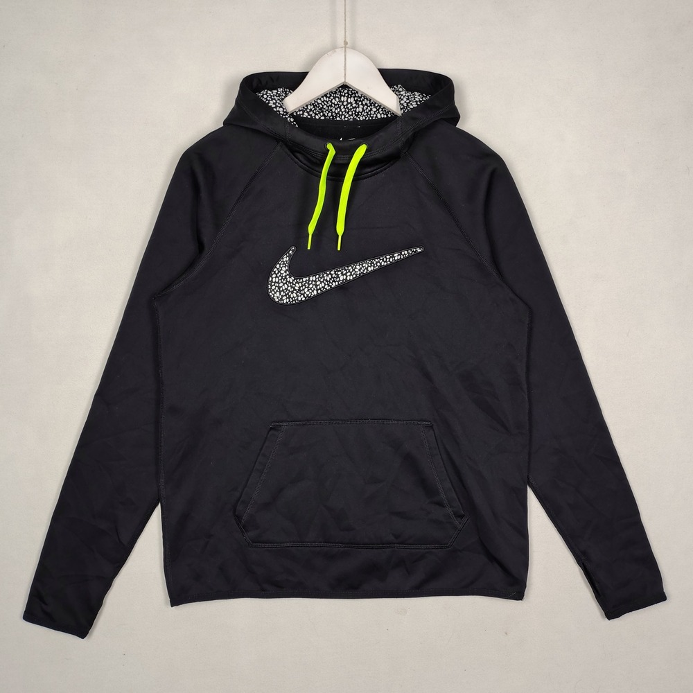Nike Therma-FIT Hoodie Mens Medium Black Safari Print Swoosh Pullover 533623